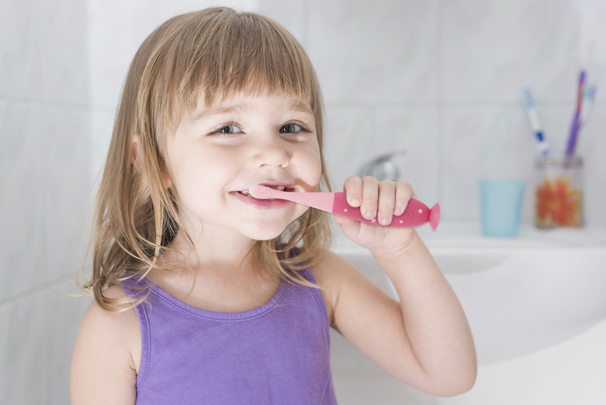 Marcus & Marcus - Silicone Reusable Toddler Toothbrush - Pink - Laadlee