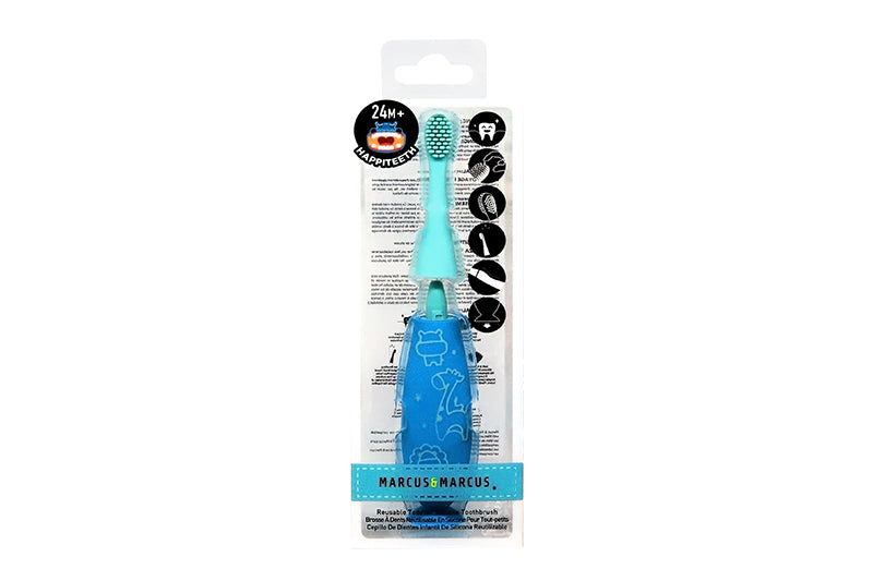 Marcus & Marcus - Silicone Reusable Toddler Toothbrush - Blue - Laadlee