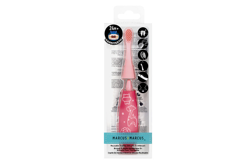 Marcus & Marcus - Silicone Reusable Toddler Toothbrush - Pink - Laadlee