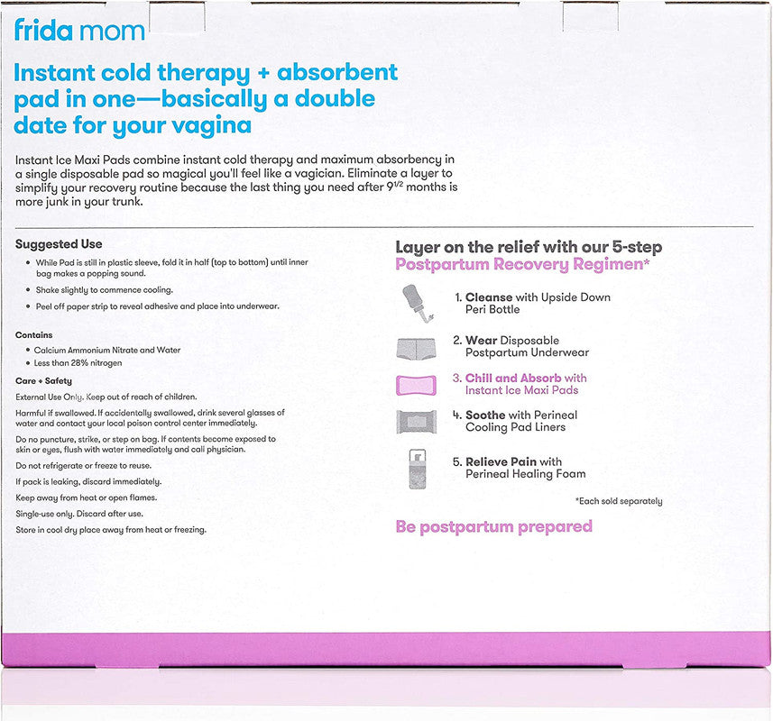 Frida Mom - 2-in-1 Postpartum Absorbent Perineal Ice Maxi Pads - 8 pcs - Laadlee