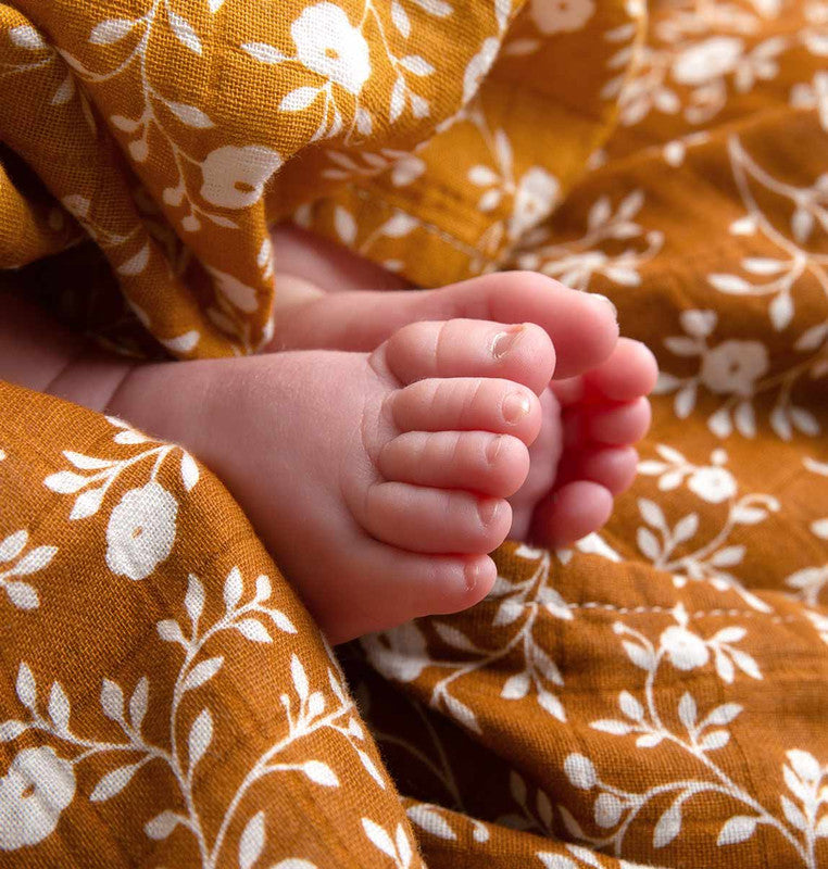 A Little Lovely Company Muslin Cloth Set of 2 - Blossom - Caramel - Laadlee