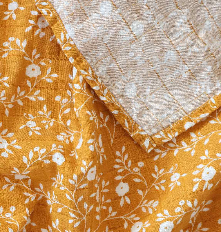 A Little Lovely Company Muslin Cloth Set of 2 - Blossom - Caramel - Laadlee