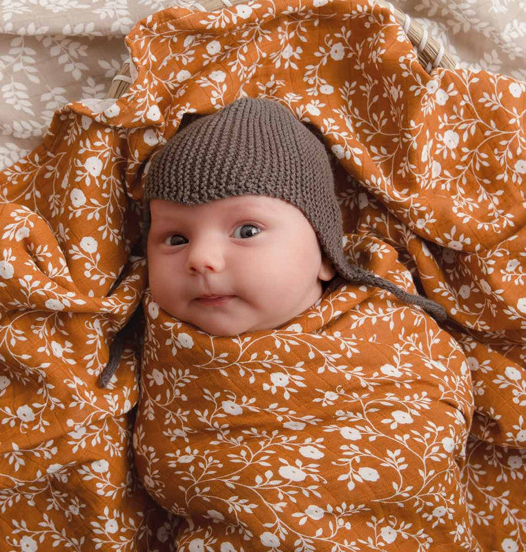 A Little Lovely Company Muslin Cloth XL - Blossom - Caramel - Laadlee