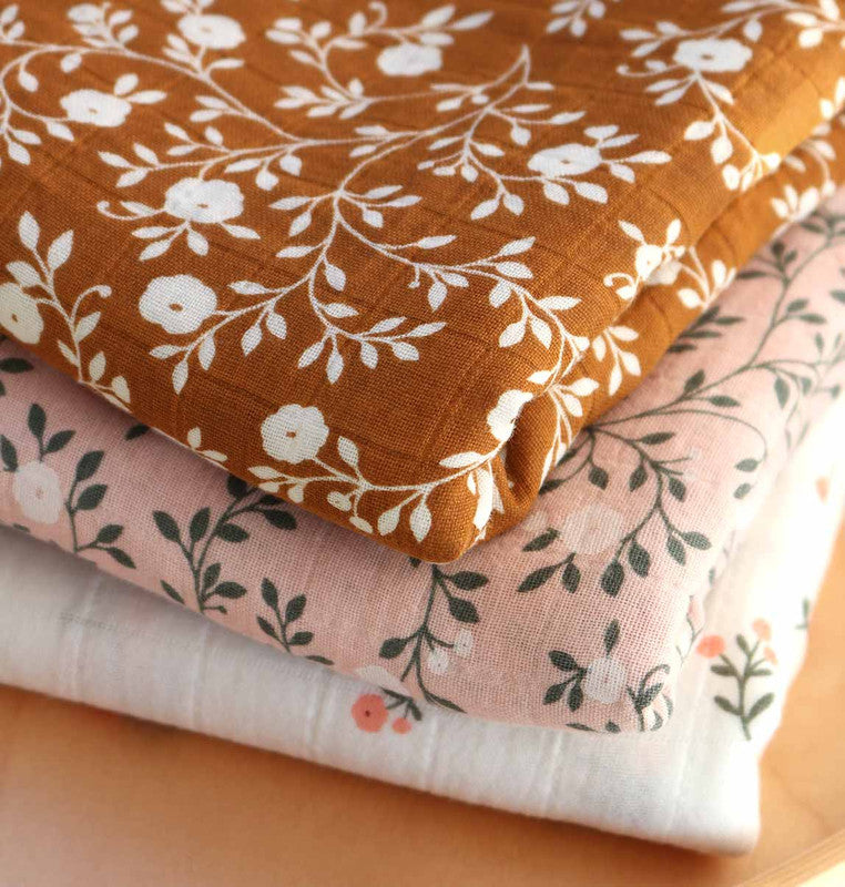A Little Lovely Company Muslin Cloth XL - Blossom - Caramel - Laadlee