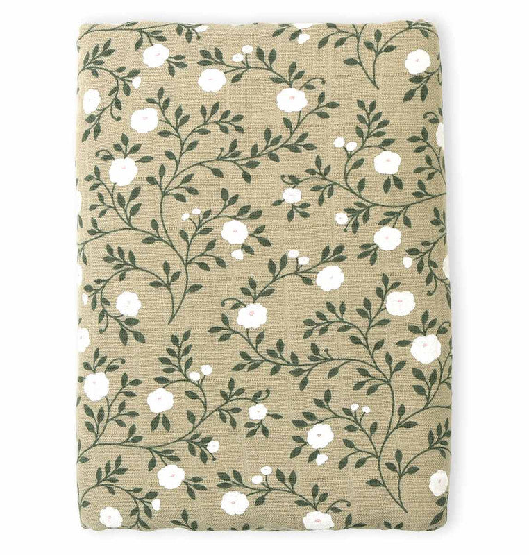 A Little Lovely Company Muslin Cloth XL - Blossom - Dark Sage - Laadlee