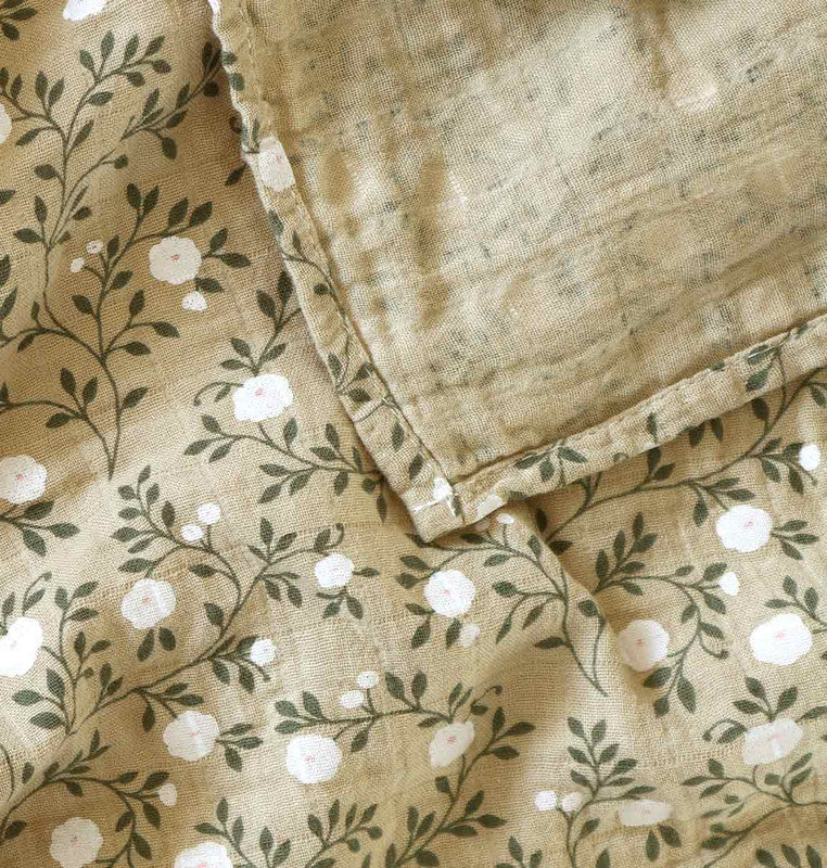 A Little Lovely Company Muslin Cloth XL - Blossom - Dark Sage - Laadlee