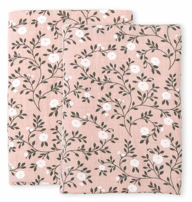 A Little Lovely Company Muslin Cloth Set of 2 - Blossom - Dusty Pink - Laadlee