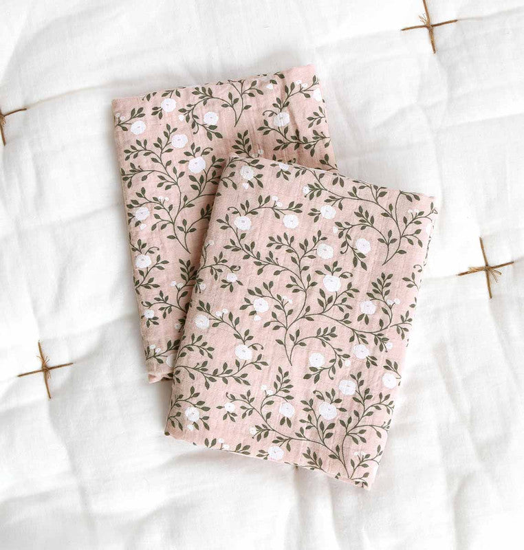 A Little Lovely Company Muslin Cloth Set of 2 - Blossom - Dusty Pink - Laadlee
