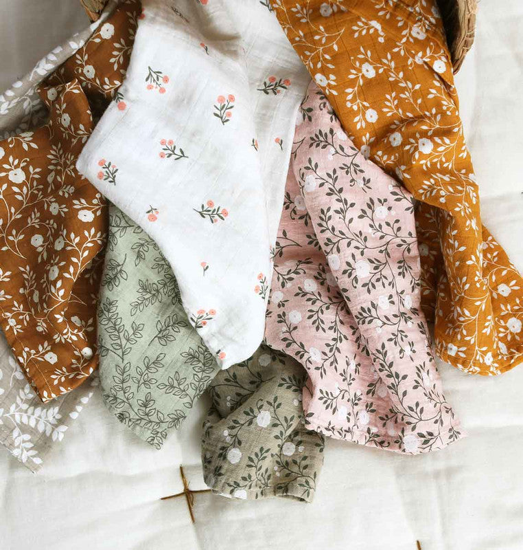 A Little Lovely Company Muslin Cloth Set of 2 - Blossom - Dusty Pink - Laadlee