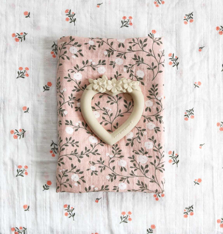 A Little Lovely Company Muslin Cloth Set of 2 - Blossom - Dusty Pink - Laadlee