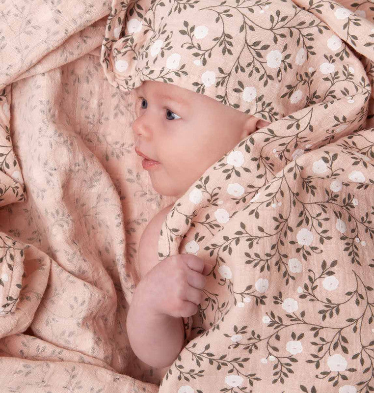 A Little Lovely Company Muslin Cloth XL - Blossom - Dusty Pink - Laadlee