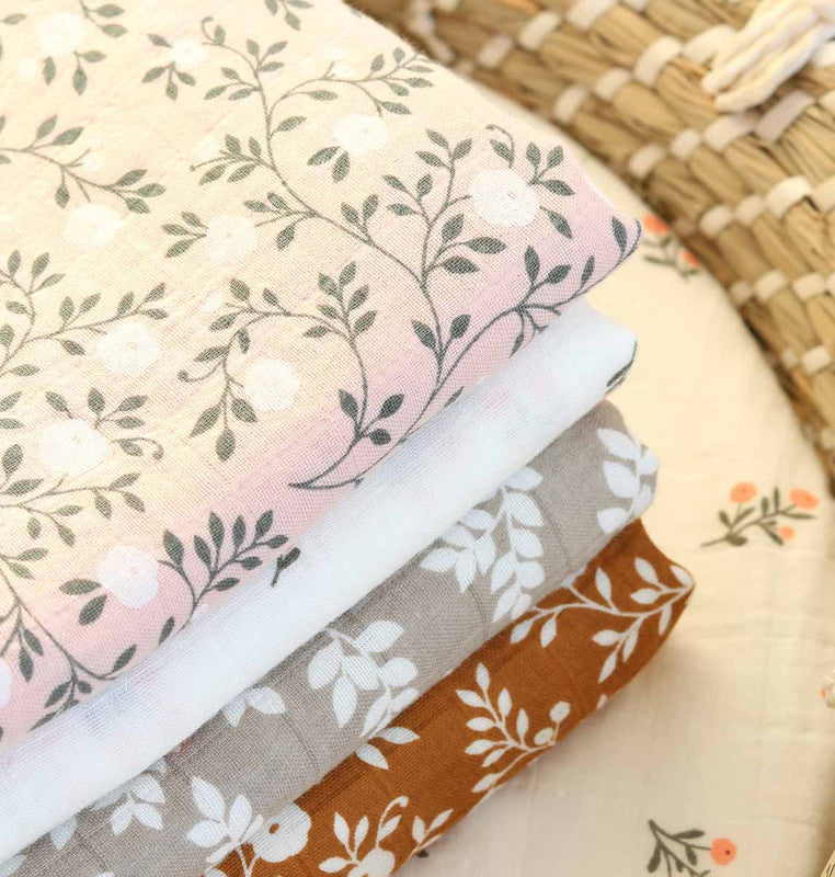 A Little Lovely Company Muslin Cloth XL - Blossom - Dusty Pink - Laadlee