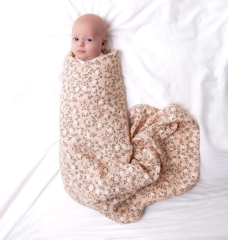 A Little Lovely Company Muslin Cloth XL - Blossom - Dusty Pink - Laadlee