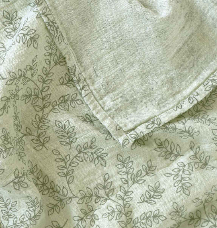 A Little Lovely Company Muslin Cloth Set of 2 - Leaves - Sage - Laadlee