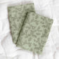 A Little Lovely Company Muslin Cloth Set of 2 - Leaves - Sage - Laadlee