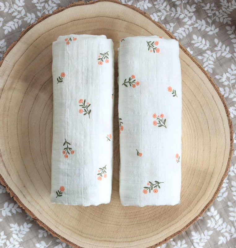 A Little Lovely Company Muslin Cloth Set of 2 - Little Flowers - Laadlee