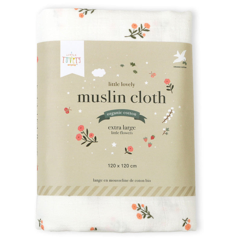 A Little Lovely Company Muslin Cloth XL - Little Flowers - Laadlee