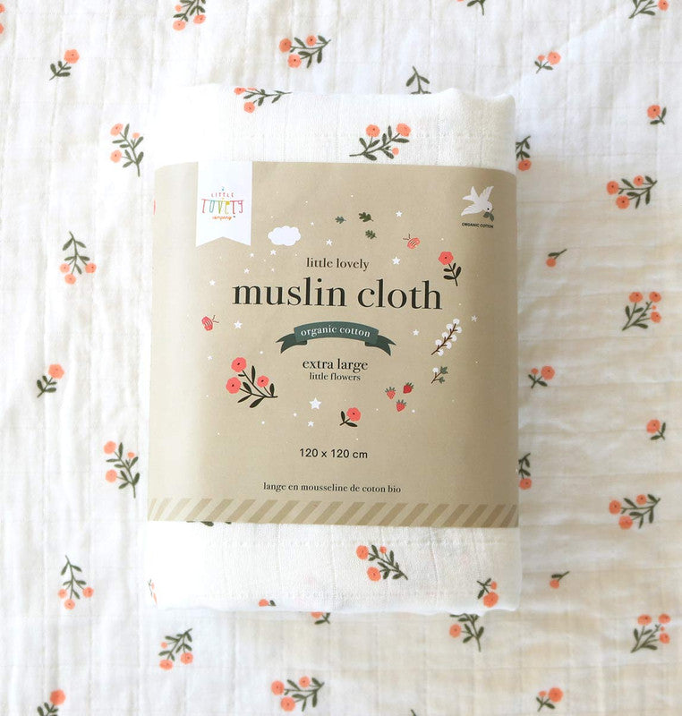 A Little Lovely Company Muslin Cloth XL - Little Flowers - Laadlee