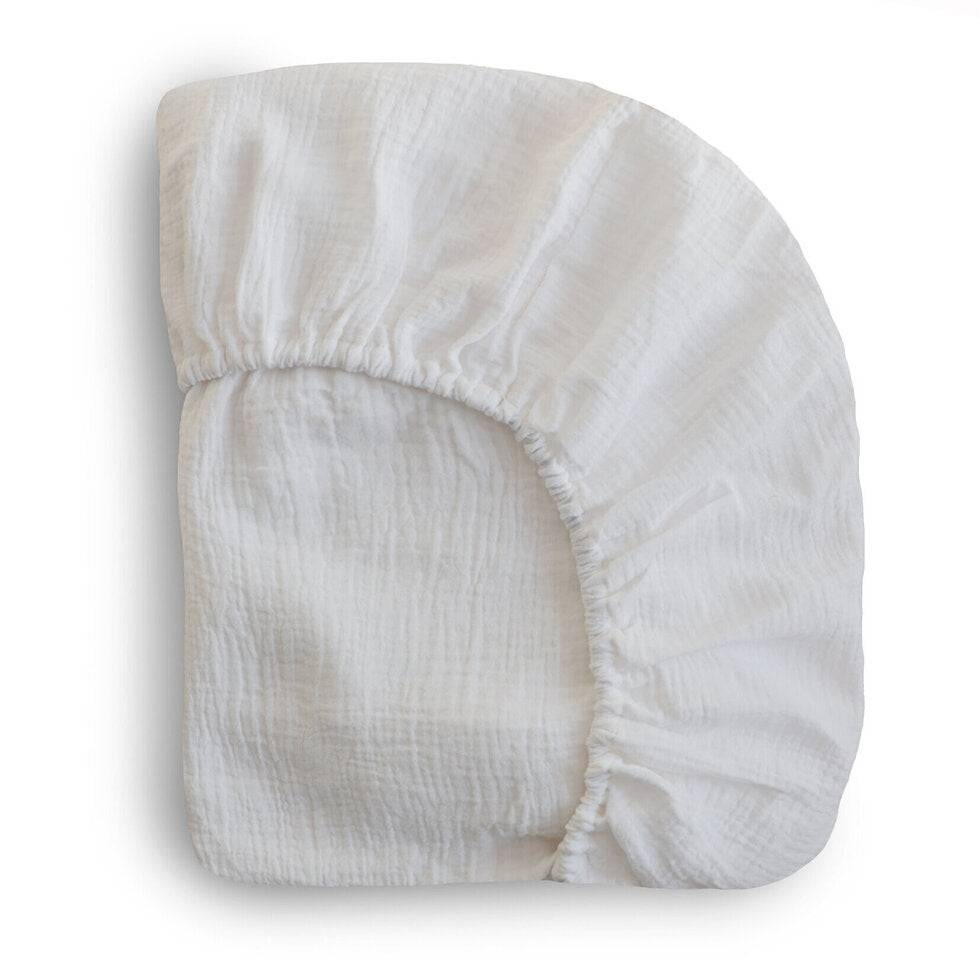 Mushie Crib Sheet Medium White - Laadlee