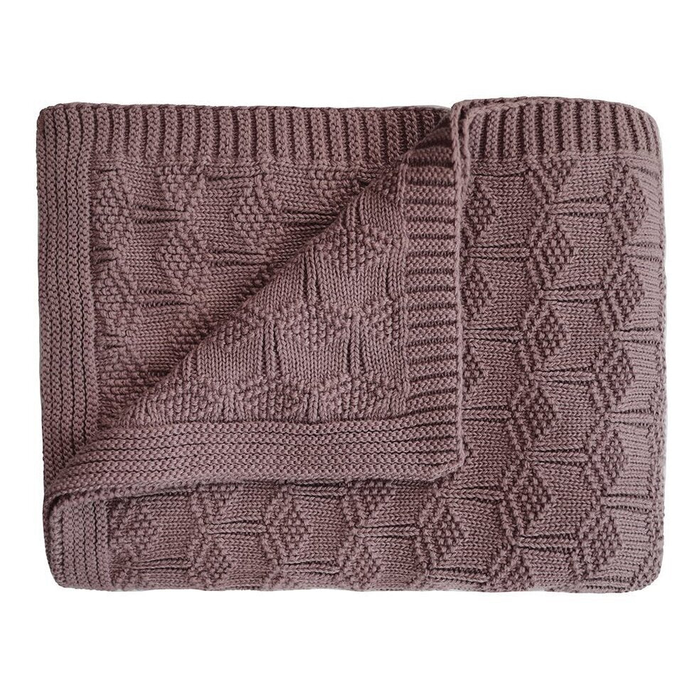 Mushie Knitted Baby Blanket Honeycomb Desert Rose - Laadlee