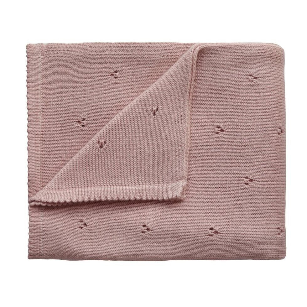 Mushie Knitted Baby Blanket Pointelle Blush - Laadlee