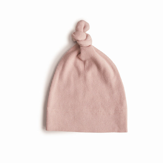 Mushie Ribbed Baby Beanie Blush - Laadlee