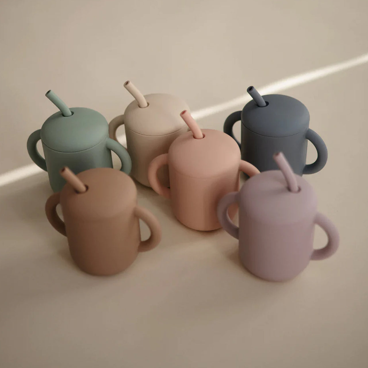 Mushie Silicone Training Cup + Straw Pale Daffodil - Laadlee