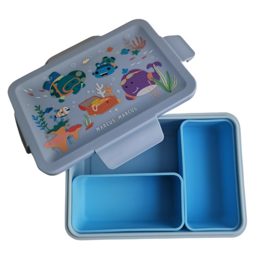 Marcus & Marcus Bento Lunch Box With Two Silicone Removable Compartments - Sealife - Blue - Laadlee