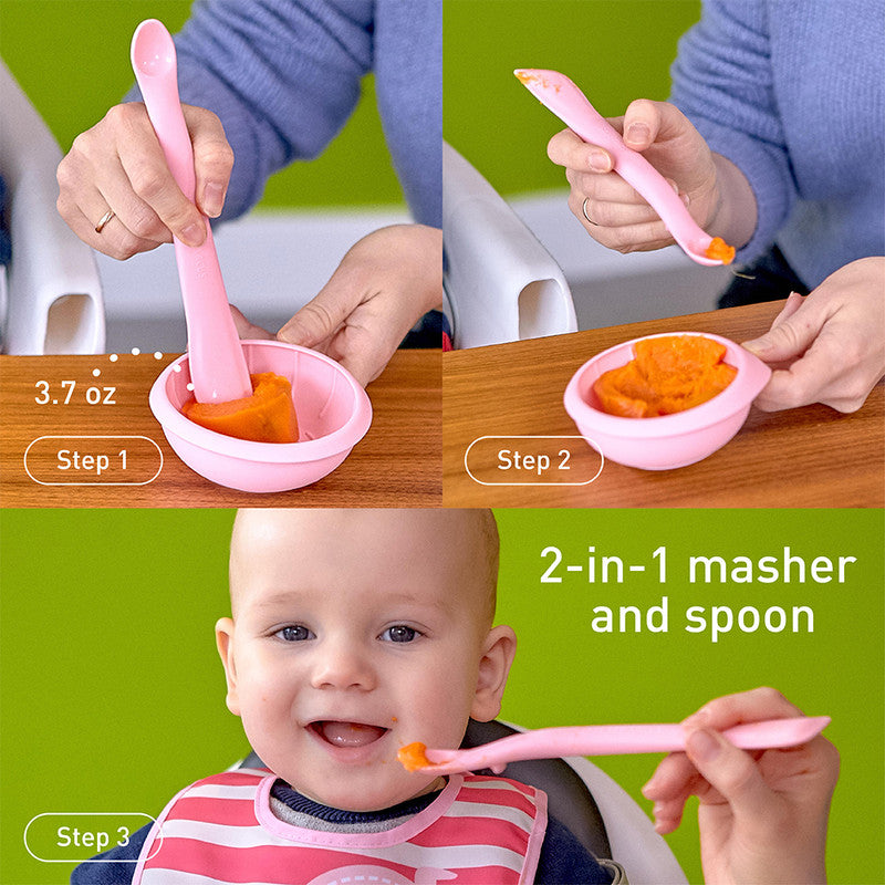 Marcus & Marcus - Masher Spoon & Bowl Set- Pink - Laadlee