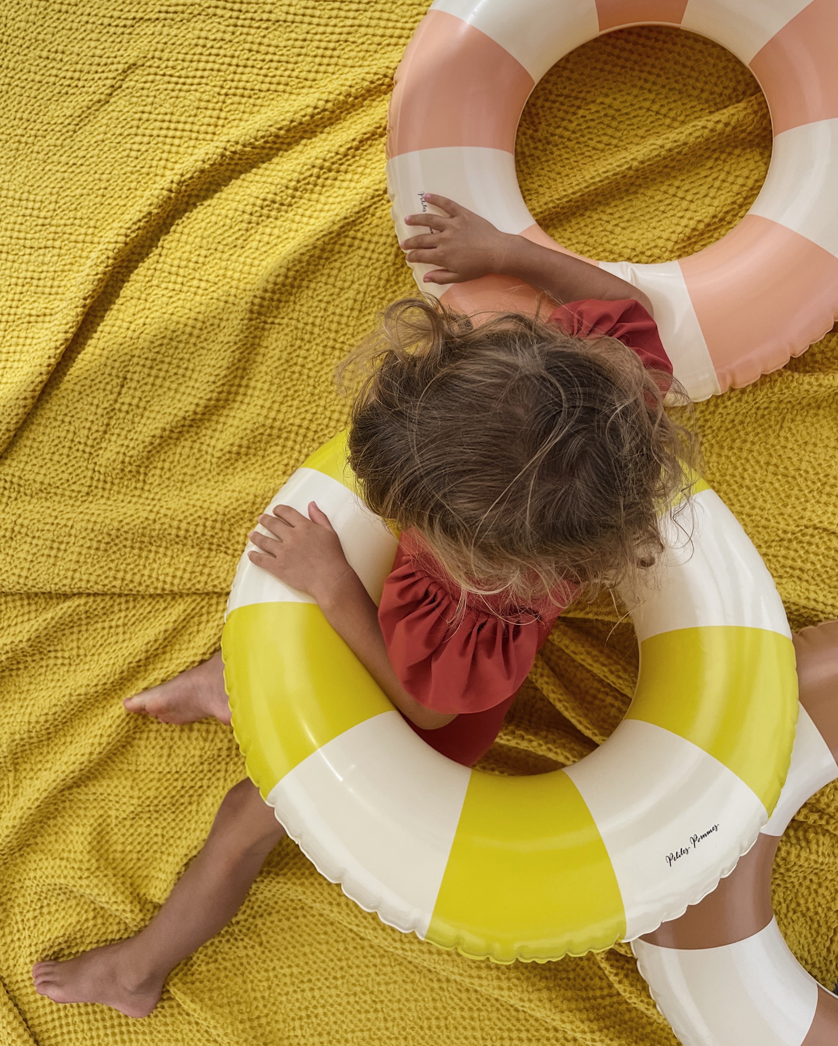 Petites Pommes 60cm Anna Swim Ring Peach Daisy - Laadlee
