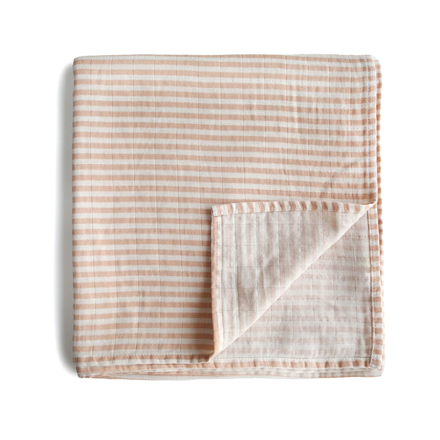 Mushie Swaddle - Natural Stripe - Laadlee