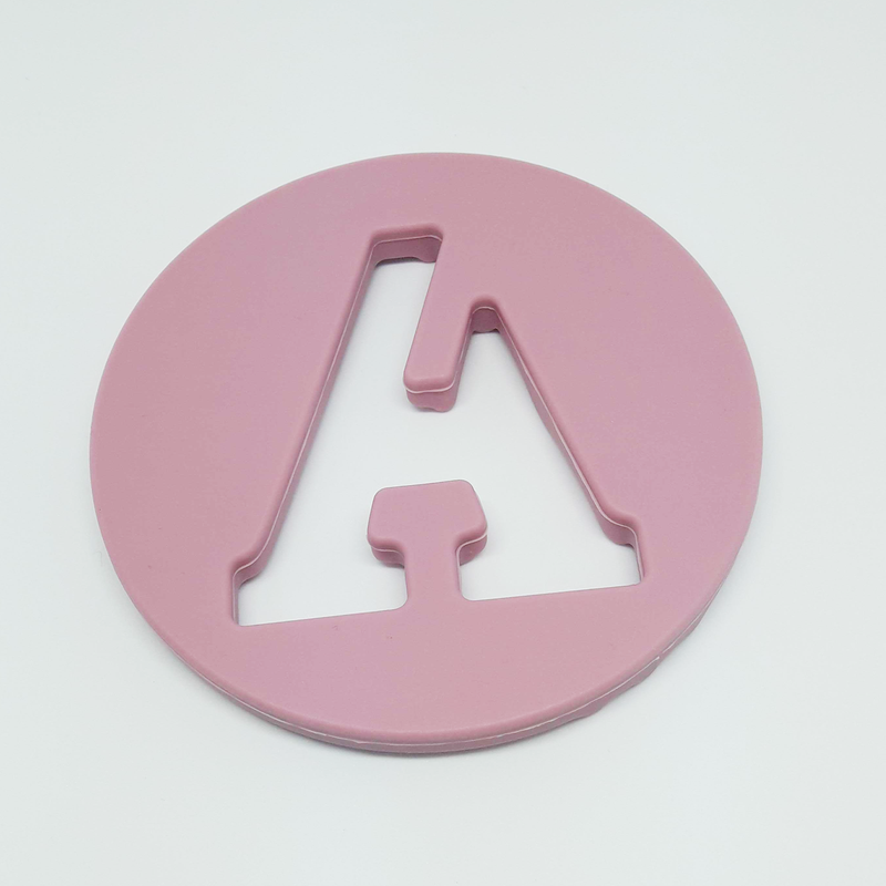 One.Chew.Three Alphabet Chews Silicone Teether - A - Pink - Laadlee