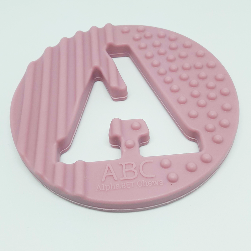One.Chew.Three Alphabet Chews Silicone Teether - A - Pink - Laadlee