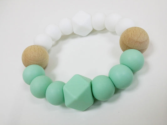 One.Chew.Three Textured Silicone Teethers - Mint / White - Laadlee