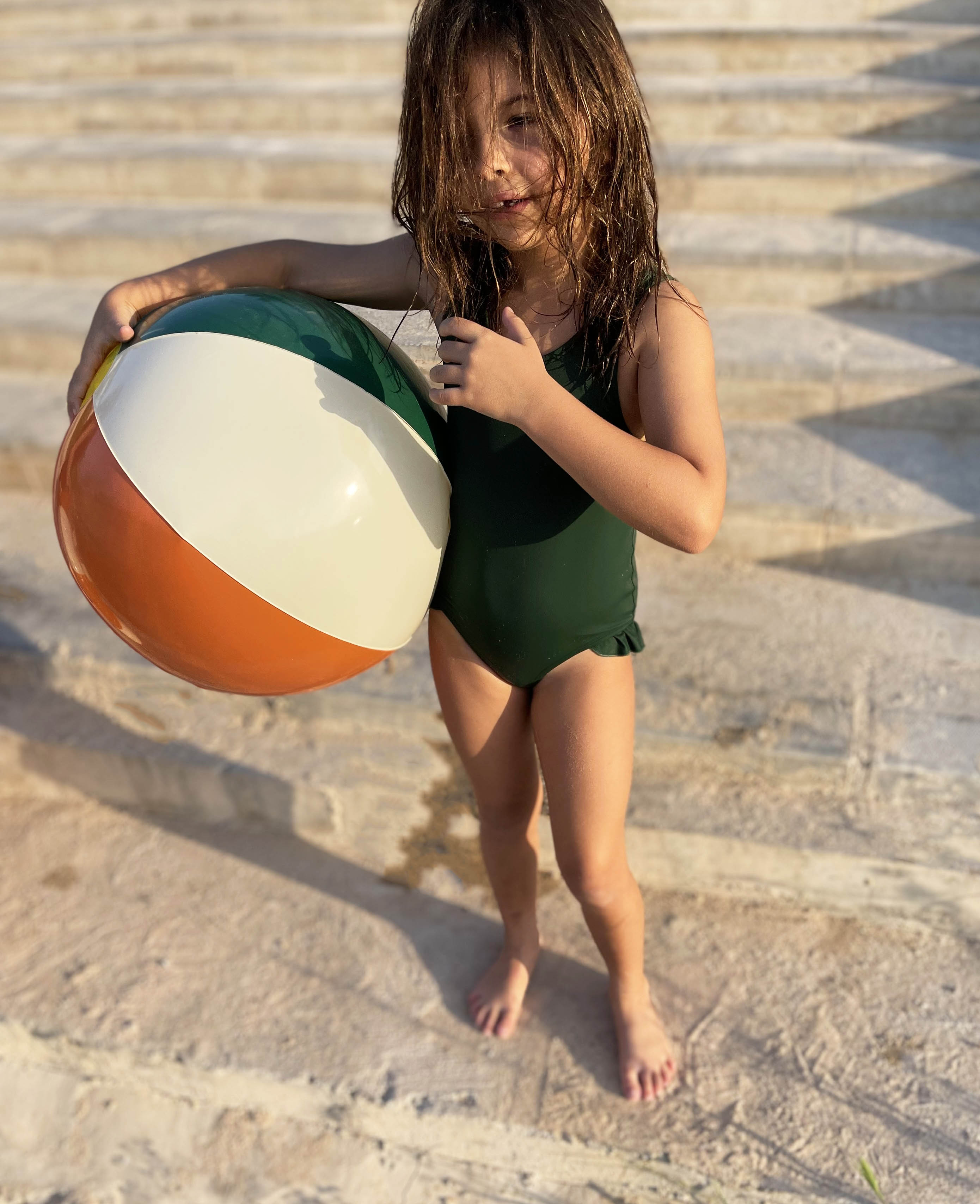 Petites Pommes 45cm Otto Beach Ball Tang/Can Blue/Ox Green - Laadlee