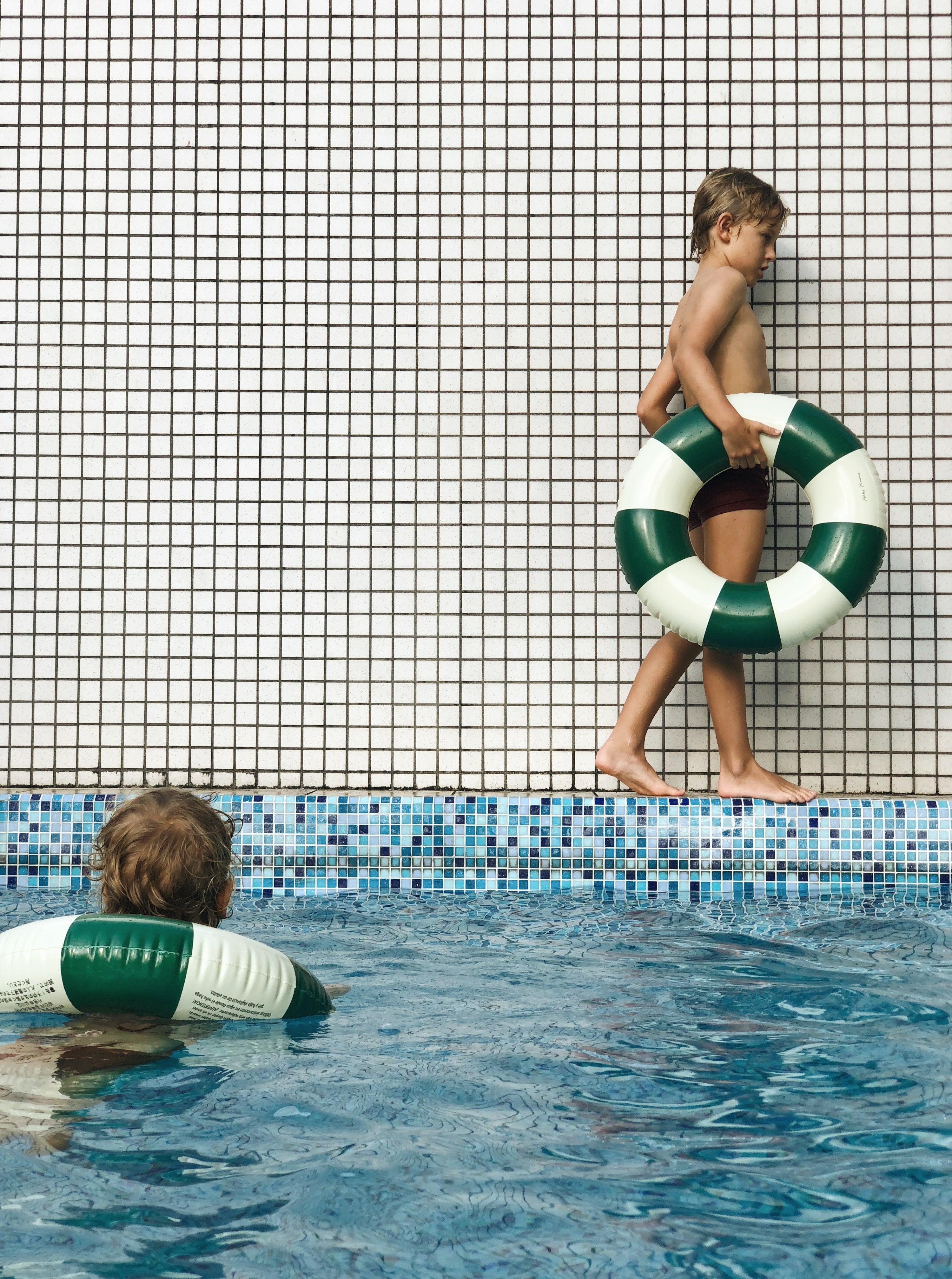 Petites Pommes 45cm Olivia Swim Ring Oxford Green - Laadlee