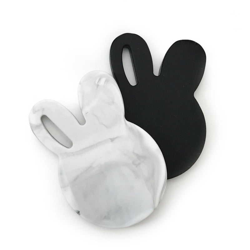 One.Chew.Three Bunny & Bear Silicone Teething Disc - Bear Black - Laadlee