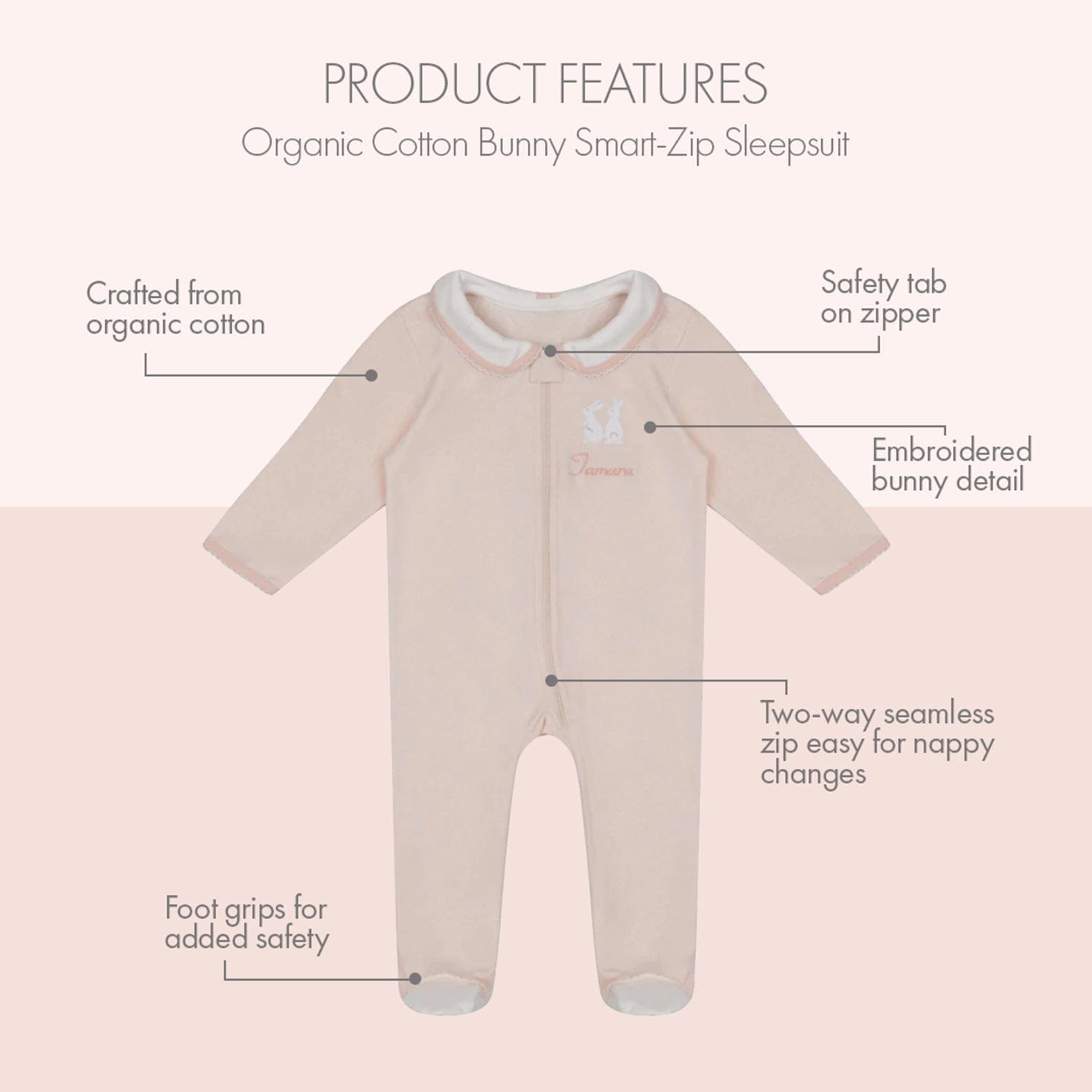 Little IA 3-Piece Organic Cotton Bunny Smart-Zip Set - Laadlee