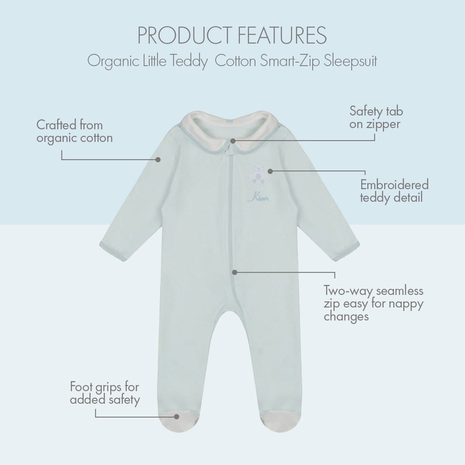 Little IA 3-Piece Organic Cotton Teddy Smart-Zip Set - Laadlee