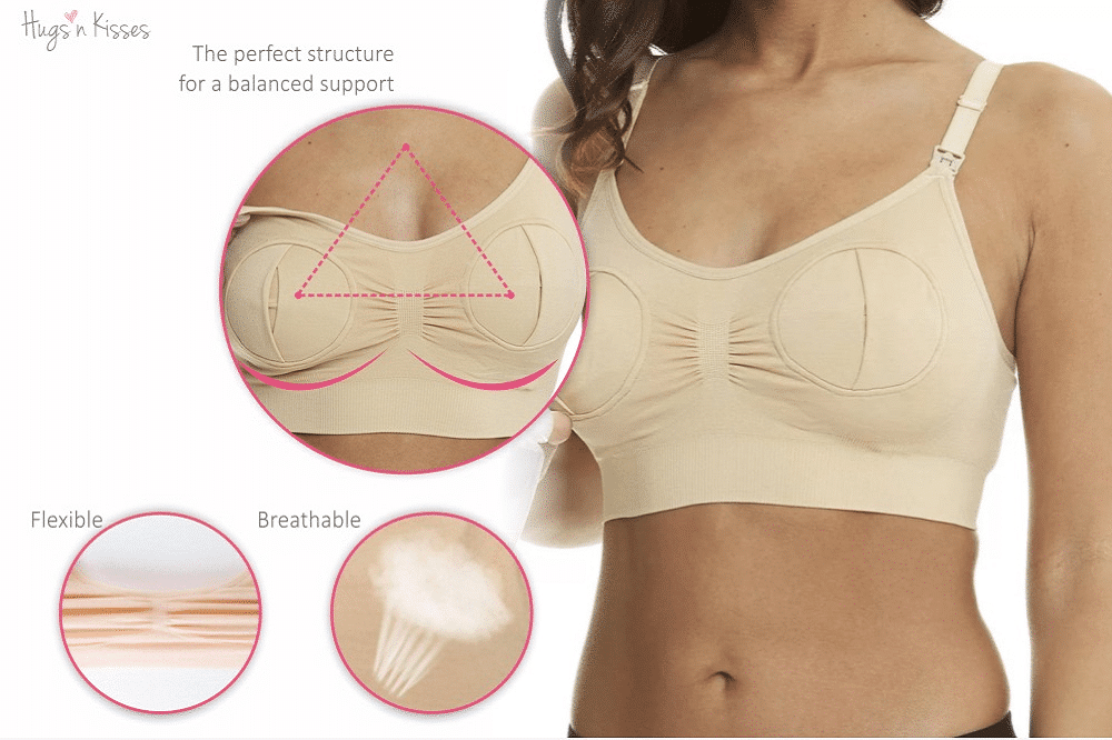 Hugs'n Kisses Hands-Free Pumping / Nursing Bra Midnight Medium - Laadlee