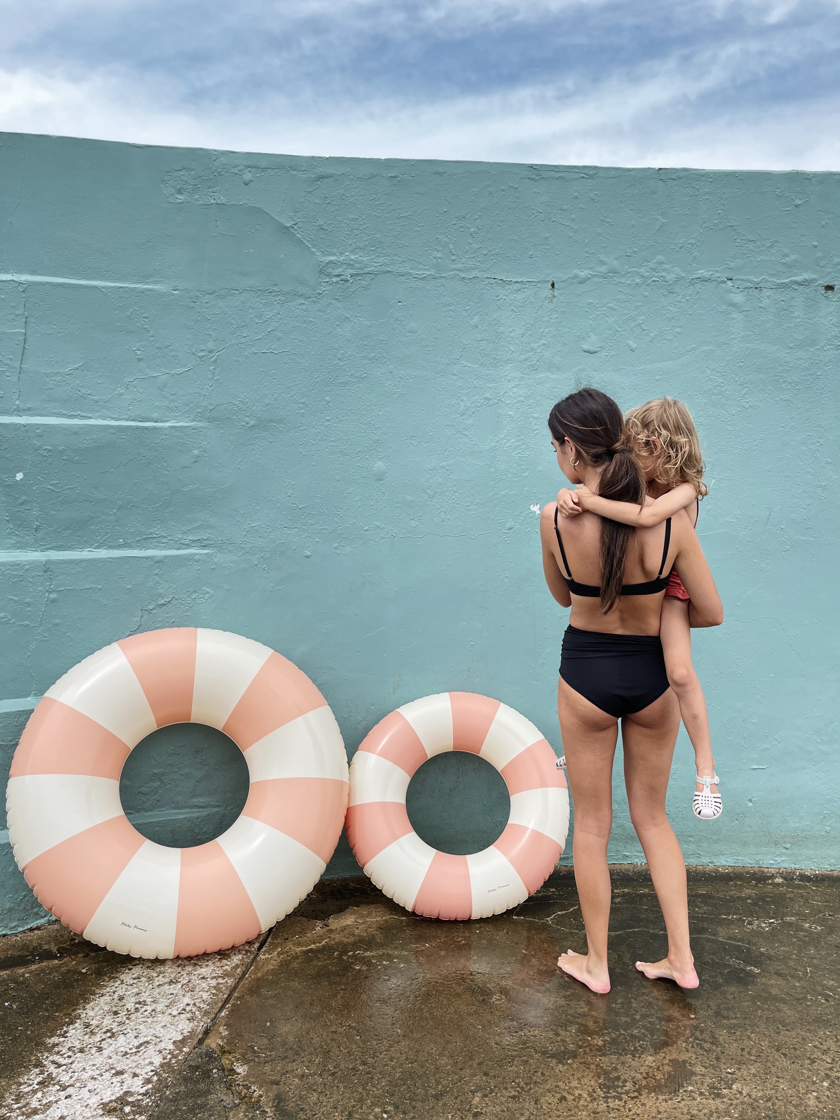 Petites Pommes 90cm Sally Swim Ring Peach Daisy - Laadlee