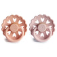 Frigg Fairytale Silicone Baby Pacifier 6M-18M, 2Pack, Pretty In Peach/Primrose - Size 2 - Laadlee