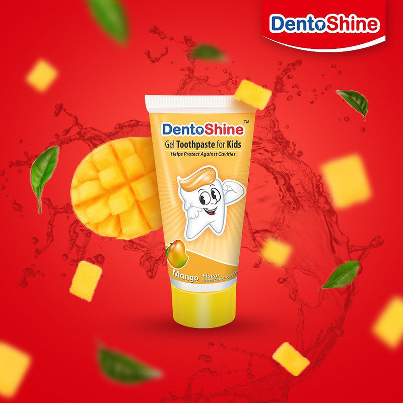 DentoShine Kids Gel Toothpaste 80g - Mango - Laadlee