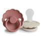 Frigg Daisy Silicone Baby Pacifier 6M - 18M, 2Pack, Cream/Powder Blush - Size 2 - Laadlee