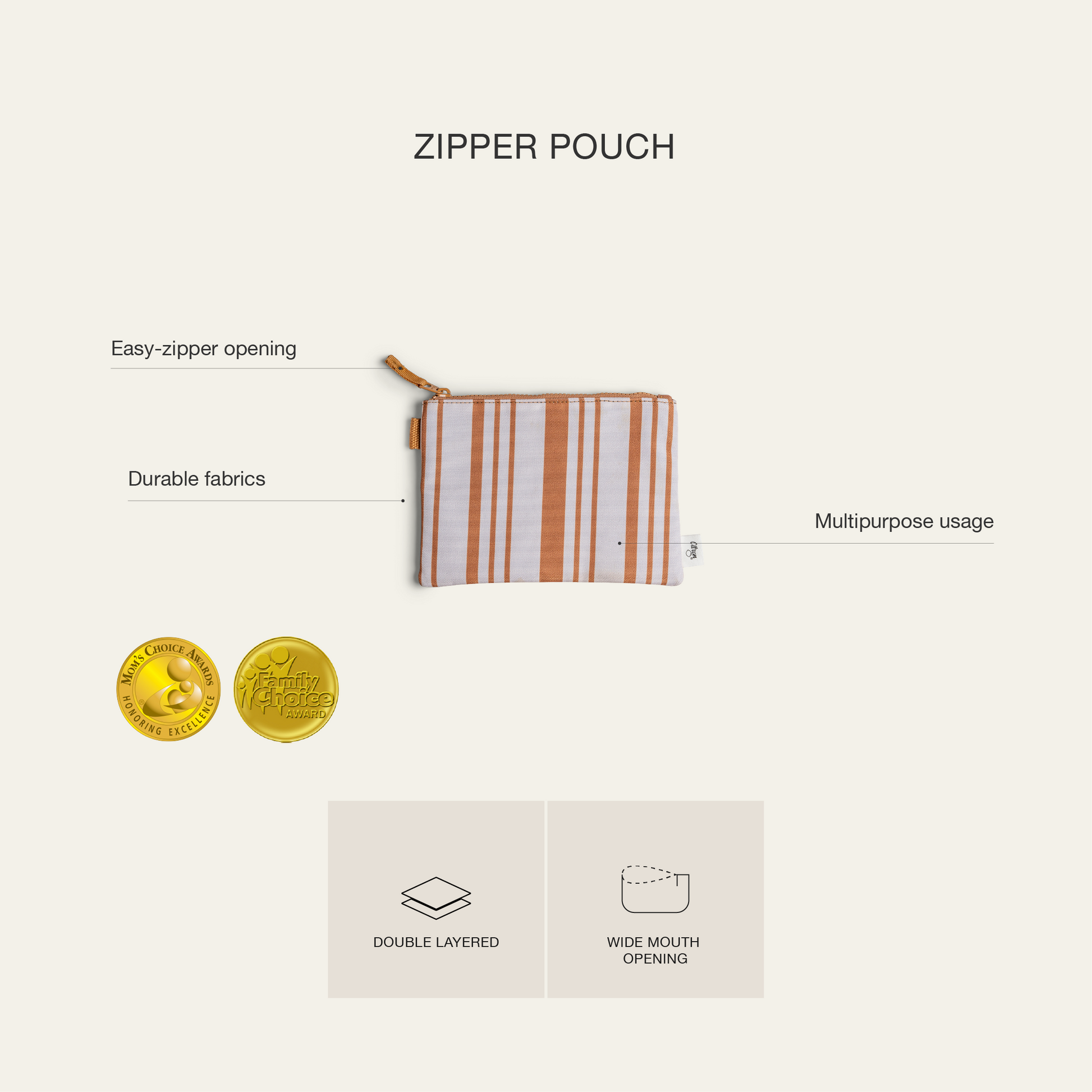 Citron Zipper Pouch - Caramel - Laadlee