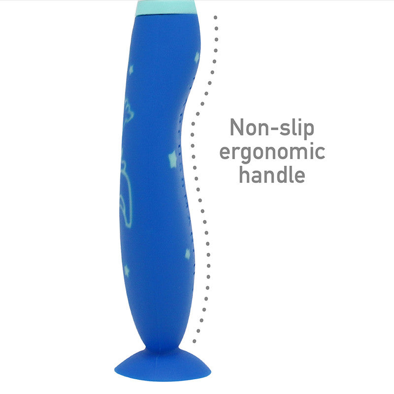 Marcus & Marcus - Silicone Reusable Toddler Toothbrush - Blue - Laadlee
