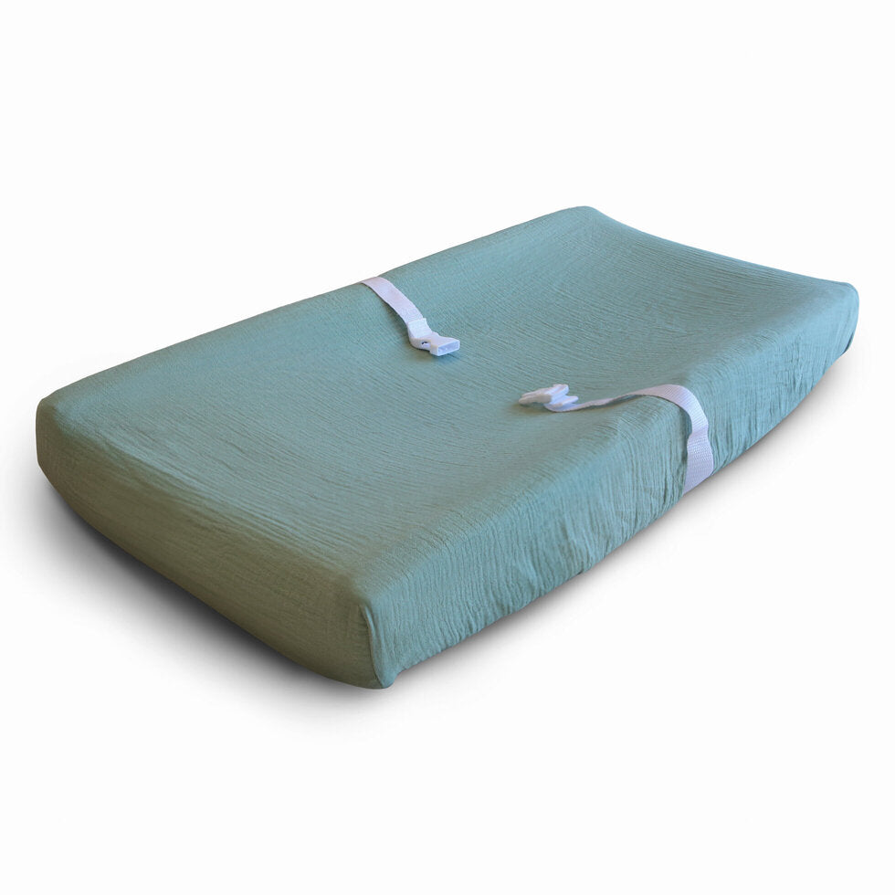 Mushie Changing Pad Cover Roman Green - Laadlee