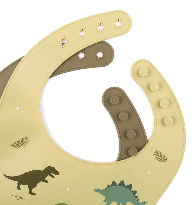 A Little Lovely Company Silicone Bib Set of 2 - Dinosaurs - Laadlee