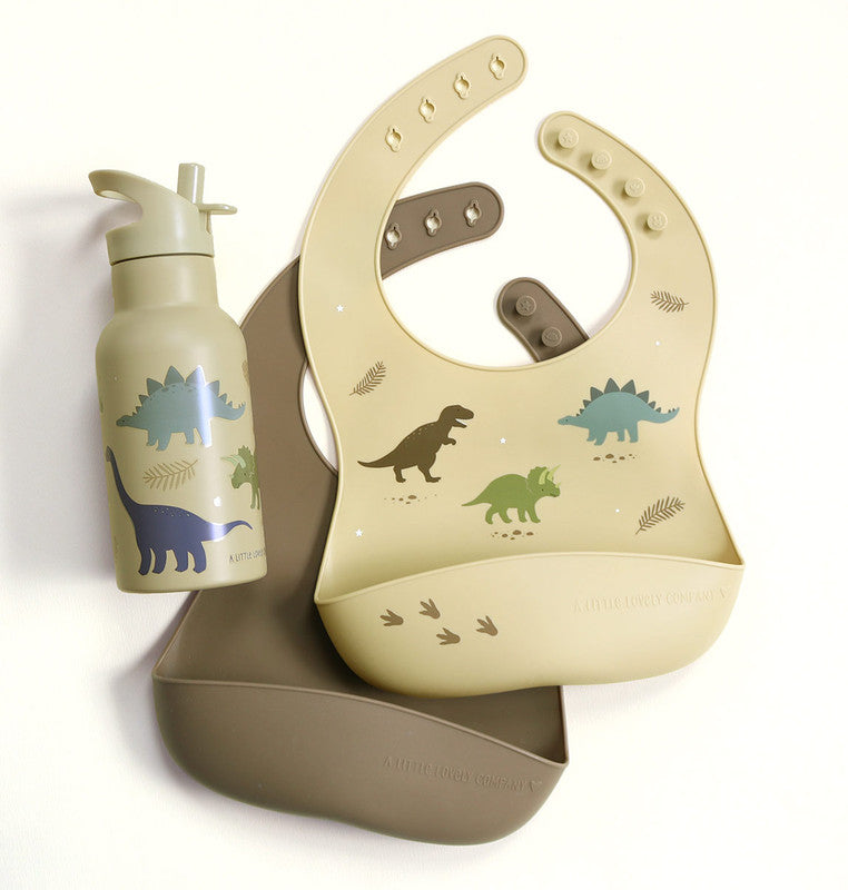 A Little Lovely Company Silicone Bib Set of 2 - Dinosaurs - Laadlee