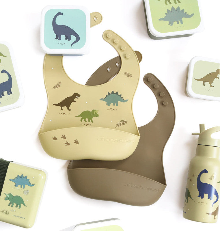 A Little Lovely Company Silicone Bib Set of 2 - Dinosaurs - Laadlee